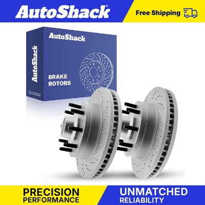 Front Drilled Slotted Brake Rotors Pair for Ford E-350 Super Duty E-250 V8 - Изображение 1 из 4