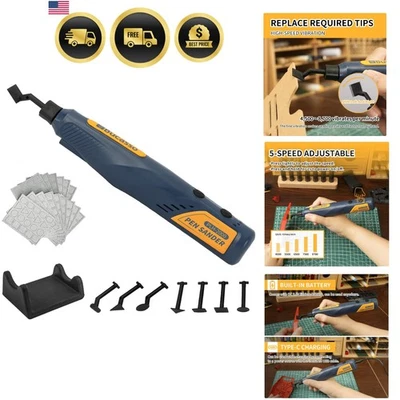 Lixadeira de caneta sem fio 5 velocidades USB recarregável mini ferramenta para polimento artesanal faça você mesmo - Imagem 1 de 4