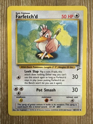 Pokémon TCG Farfetch'd Base Set 2 40/130 Regular Unlimited WOTC Vintage LP - Image 1 of 2