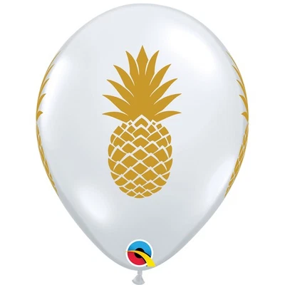 Qualatex Pineapple Luxe Luau Summer Party 11" Latex Balloons, 50 CT, Gold Clear - Image 1 of 2