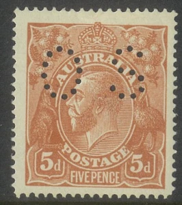 Australia KGV Stamp Single Crown WMK 5d Pale Chestnut Single Line Perf MUH #AUBK - Picture 1 of 1