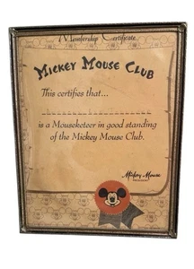 Vintage 50er Jahre Mickey Mouse Club Mitgliedszertifikat. Gerahmt. - Bild 1 von 6