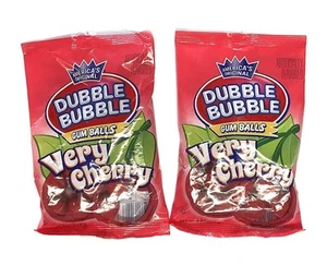 Dubble Bubble Very Cherry Gum Balls Pack of 3 Bubblegum Cherry Flavor Candy - Picture 1 of 3