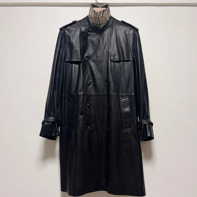 BURBERRY sizeL London Тренч двубортный кожаный Nova чек - Изображение 1 из 4