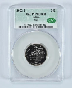 2002-S State Quarter Indiana Clad PR70 DCAM CAC CACg *1150 - Picture 1 of 5