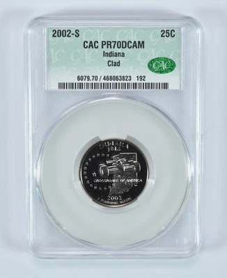 2002-S State Quarter Indiana Clad PR70 DCAM CAC CACg *1150 - Image 1 of 4
