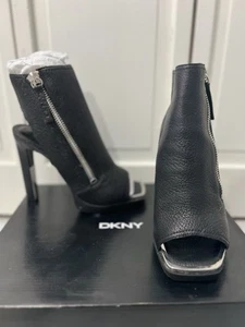 NIB DKNY Malia Pebbled Leather Zip Up Platform Stiletto Bootie size 7.5 - Picture 1 of 4