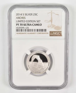 2014-S PF70 Arches Silver Quarter US Mint Limited Edition Set NGC *5945 - Picture 1 of 5