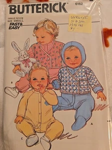 Vintage Butterick 6162 Infant Jacket,vest & jumpsuit Size Small 13-18 Lbs Uncut - Picture 1 of 2