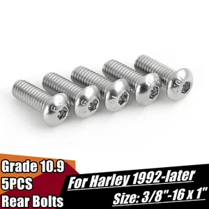 GRADE 10.9 BUTTON HEAD PLATED REAR ROTOR BOLTS 3/8"-16 x 1" For Harley 43567-92 - Picture 1 of 5