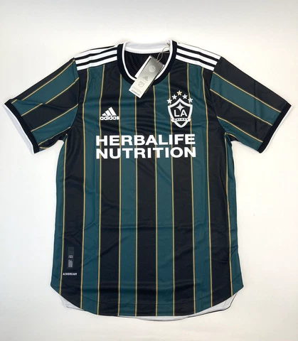 Men's adidas LA Galaxy 21/22 Away Authentic Soccer Jersey GI6429 Green Black 3XL Cover