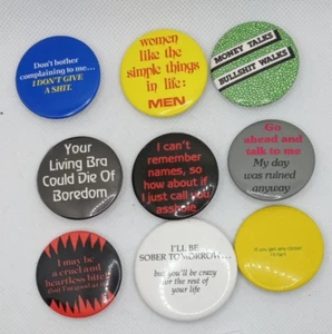 Vintage Pinback Button Lot Funny Dirty Crude NSFW Offensive Foul Language Mix 15 - Picture 1 of 3