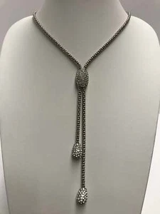 Chico's "Ann" Silvertone Long Y Lariat Necklace - Picture 1 of 4