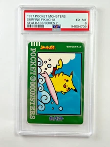 Pokemon Surfing Pikachu Sealdass Series 2 Bandai Japanese Rare Card 1997 PSA 6 - Picture 1 of 2