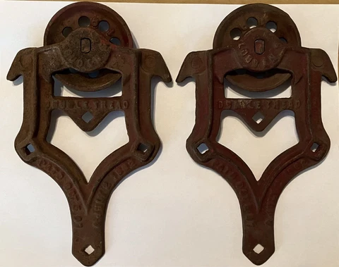 RARE Vintage Cast Iron Louden Double Tread Barn Door Roller Set Pat’s 1897 1902 Cover