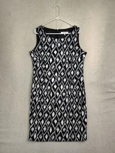 Jones Studio Separates Women Dress 14 Black Printed Poly Sleeveless Knee Length - Picture 1 of 18