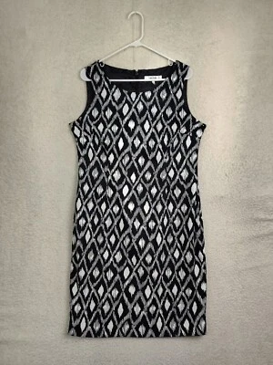 Vestido Jones Studio Separates para mujer 14 negro estampado poli sin mangas hasta la rodilla Foto 1 de 4