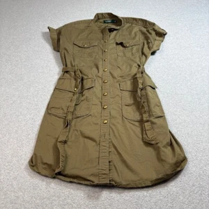 Lauren Ralph Lauren Cargo Dress Woman 14P Olive Green Button Heritage Academia - Picture 1 of 8