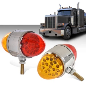LED Dual Face Red/Amber Marker Lights Turn Signal Semi Truck Trailer Fender - Picture 1 of 13