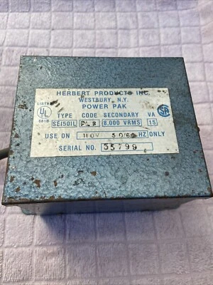 Eliminador electrostático HERBERT PRODUCTS SEI50IL 8KV 15VA POWER PAK 8000VRMS Foto 1 de 4