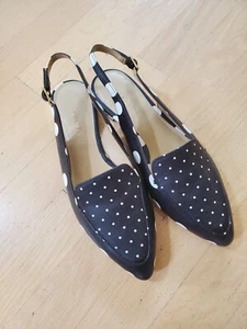 Talbots Black and White Polka Dots Strap Sandals Size 8 - Picture 1 of 4