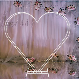 Soporte de telón de fondo de arco de boda en forma de corazón de metal blanco para decoración de ceremonia de boda! - Imagen 1 de 6