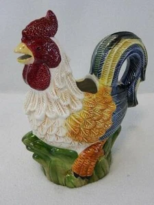 Jay Import Co. Colorful Hand Painted Farmhouse Rooster Ceramic Pitcher 9.75" - Picture 1 of 1