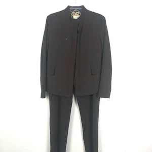 Cache Women's Brown Pant suit Zip Up Jacket Blazer size 8 Pants size 6 HK - Picture 1 of 12