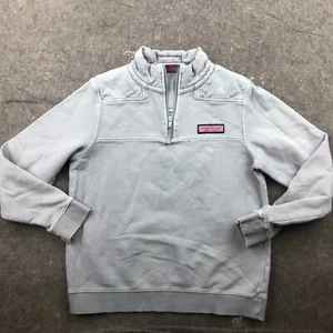 Vineyard Vines Sweater Girls Large Gray Solid 1/4 Zip Preppy Casual Pullover* - Picture 1 of 14