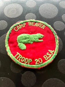 BSA 1950 CAMP BEAVER TROOP 20 PARCHE PT - Imagen 1 de 1