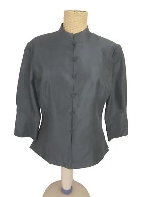 Camisa Kimono Adrianna Papell Mujer 6 Gris Carbón Manga 3/4 100% Seda Forrada S Foto 1 de 4