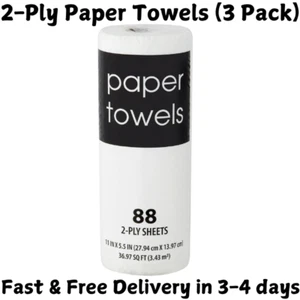 2-Ply Paper Towels, 1 Roll, 88 Sheets (3 Pack) Same day Shipping - Picture 1 of 5
