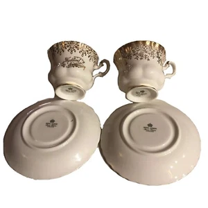 Royal Albert White Gold Trim Cup And Saucer 2 Set Lot - Picture 1 of 8