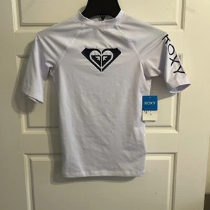 Roxy Girls Whole Hearted Short Sleeve Rash Guard Blue Size L 12 - Picture 1 of 4