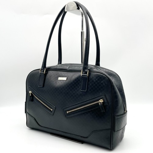 Gucci Borsa a mano Micro Guccisima Pelle Nera 002 1115 002058 Boston Bag Autentica