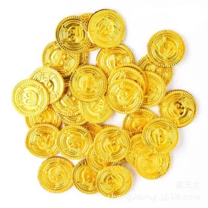 50/100Pcs Pirate Gold Coins Plastic Fake Treasure Coins Props Halloween Decor Ki - Bild 1 von 7
