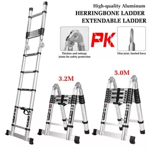 3.8M 5M Multipurpose Telescopic Folding Ladder Aluminium Alloy Extension Steps - Picture 1 of 15