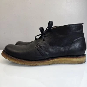 Frye Chukka Stiefel Herren Größe 12 Schwarz Leder Krepp Gummi Gummisohle Unikat Selten - Bild 1 von 10