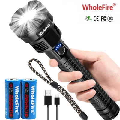 Super Bright 9900000LM XHP90.2 LED Flashlight Rechargeable Powerful Work Light - Image 1 of 4