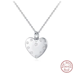 European Sparkling AAA CZ Five Plate Love 925 Sterling Silver Necklace For Women - Bild 1 von 7