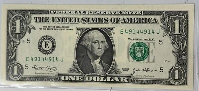 2003 Series $1 Federal Reserve Note REPEATER 49144914 - Image 1 of 2