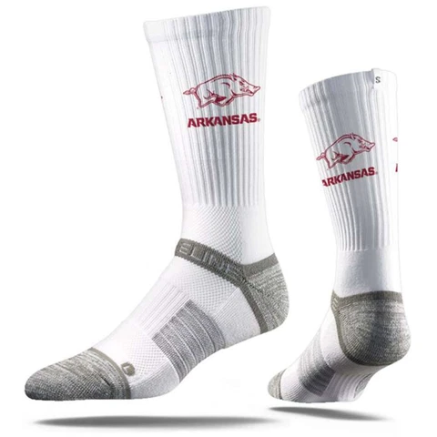 Arkansas Razorbacks Strideline Premium Crew Sock - White Cover