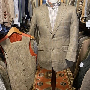 Vintage Mens 38s 31w 3 Piece Suit Waistcoat Jacket Trousers Harris Style Check - Picture 1 of 14