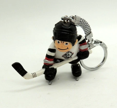 1986 JFS Lil Sports Brat Buffalo Sabres Keychain White Jersey NHL Hockey Rare Cover