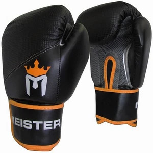 MEISTER PRO BOXING GLOVES Fight Bag Training Sparring UFC Black/Orange 14oz 16oz - Picture 1 of 3