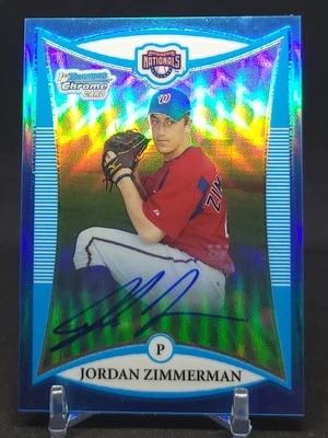2008 Bowman Chrome Jordan Zimmermann 1st Rookie RC Blue /150 Autograph #BCP254 - Image 1 of 2