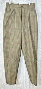 OLLIE Designed in NYC Pleated High Rise Plaid Pants Size 9 Back Cutout VTG 80s - Picture 1 of 10