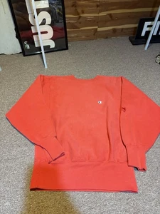 Vintage 1980s Champion Reverse Weave Red Blank Crewneck Sweatshirt - Picture 1 of 12