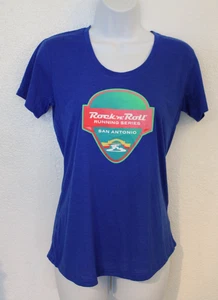 Brooks Distance Graphic Tee Women's Size Medium Blue Rock-n-Roll San Antonio New - Picture 1 of 4