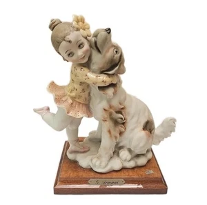 1984 Giuseppe Armani Florence Girl Hugging Her Dog Figurine From Italy 8.5" Tall - Picture 1 of 8